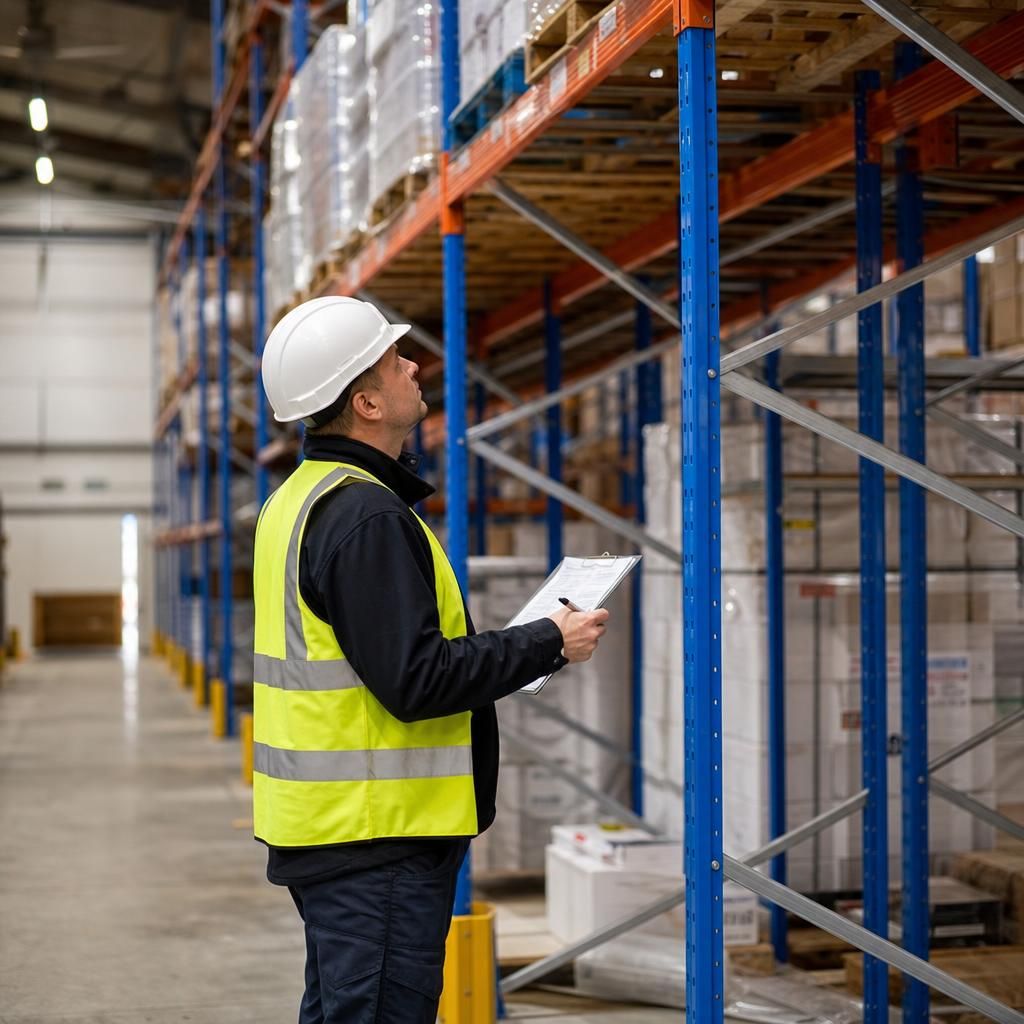 Organised racking system in a warehouse