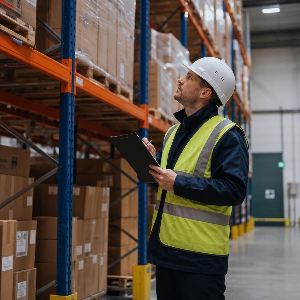 Engineer performing a racking inspection