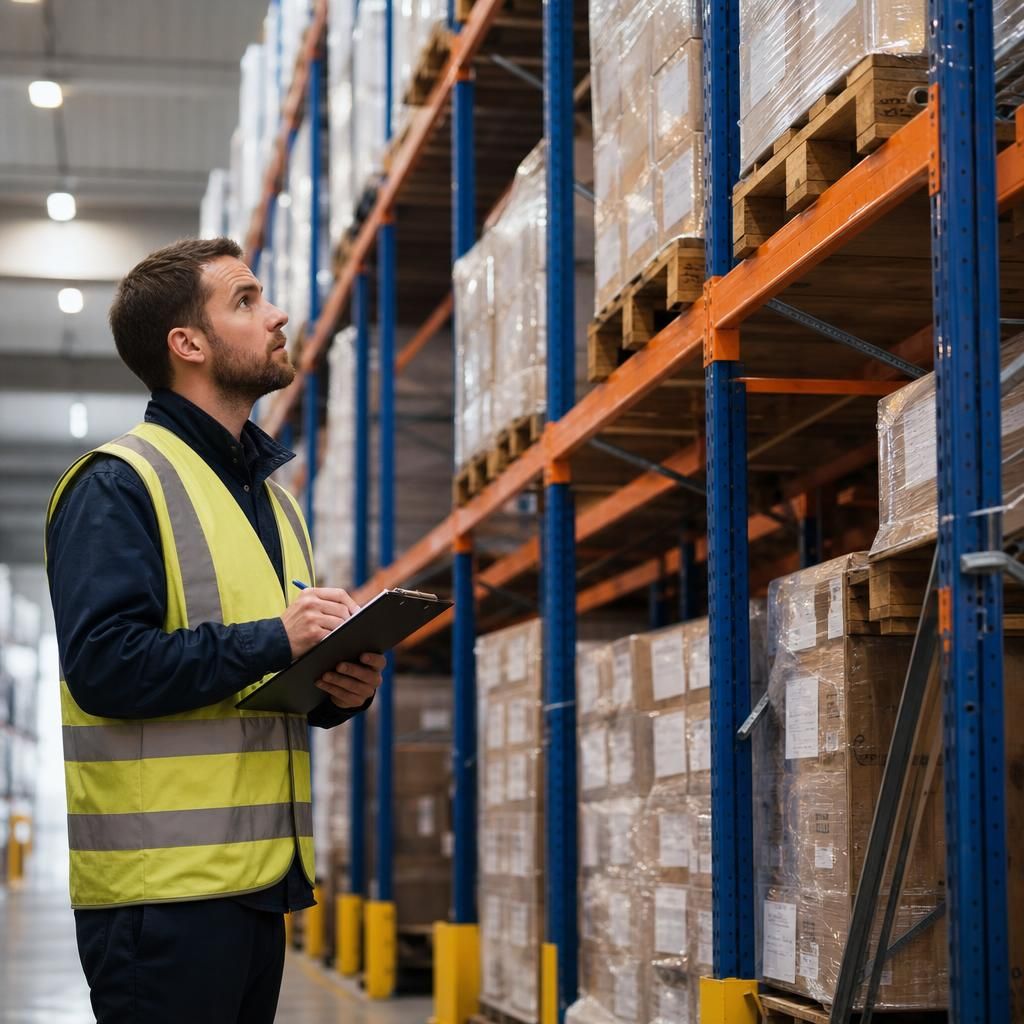 Inspector verifying racking compliance