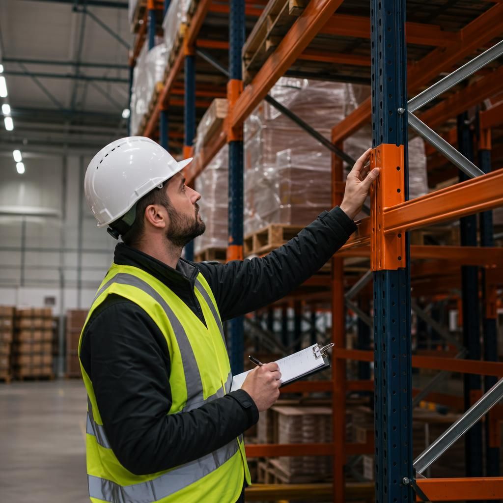 Close-up of a pallet racking upright