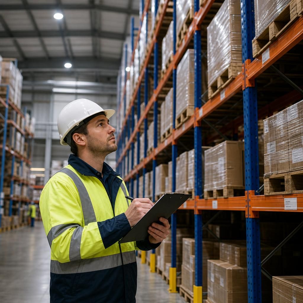 Secured goods on warehouse racking