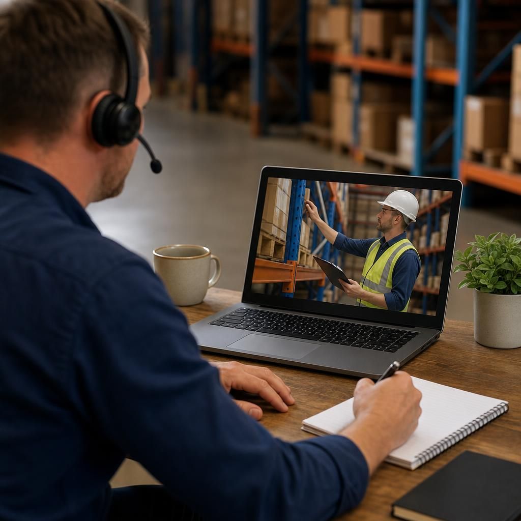A person attending an online racking inspection eLearning course