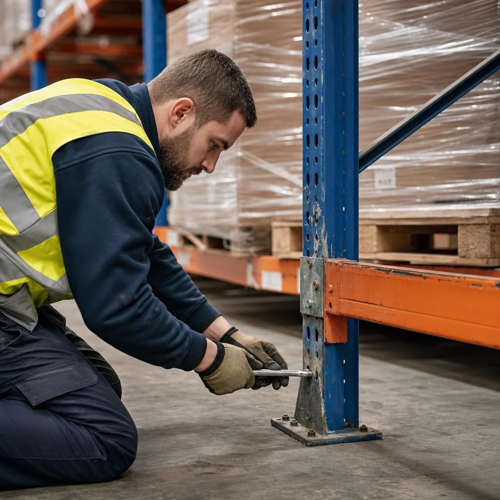 Warehouse with optimised rack layout