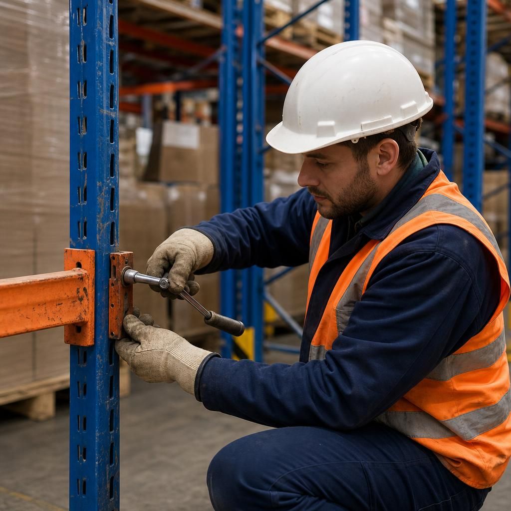 Warehouse racking with repaired sections