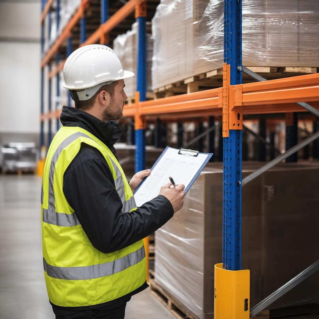 Safety barriers installed in warehouse