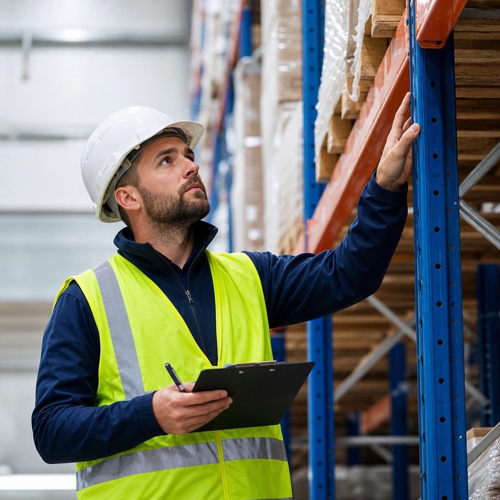 Technician performing corrective actions on racking