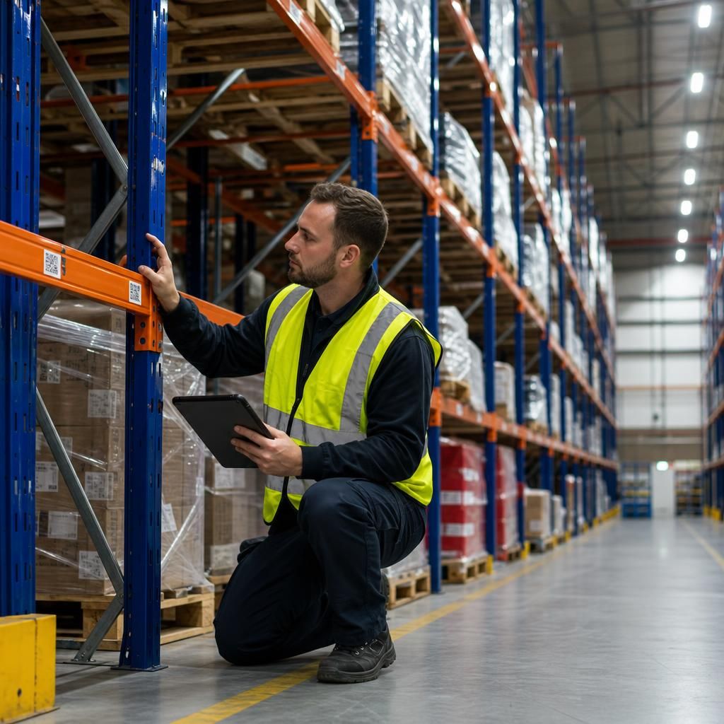 Racking inspectors reviewing a warehouse layout