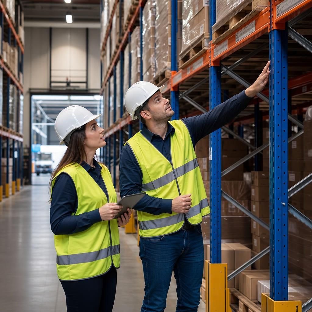 Warehouse racking safety audit in progress