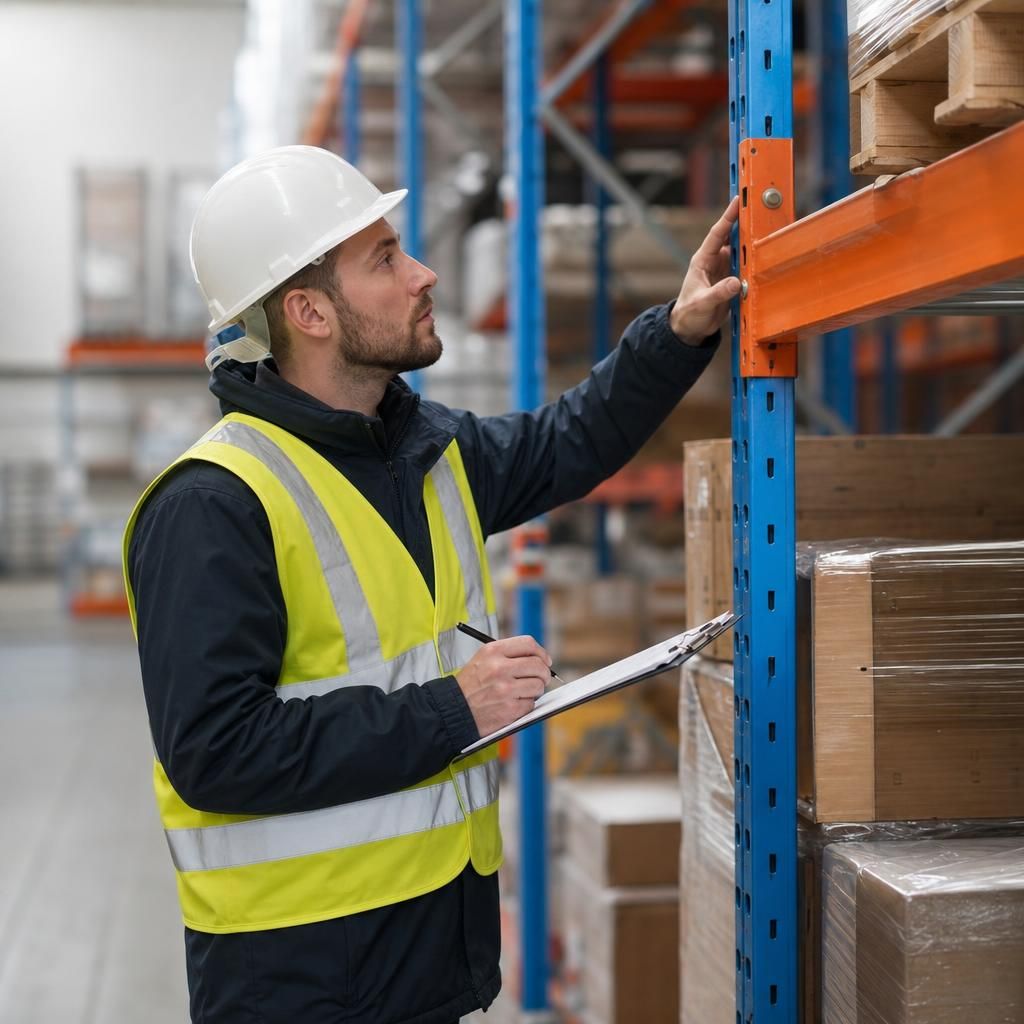 SEMA inspector conducting a racking inspection