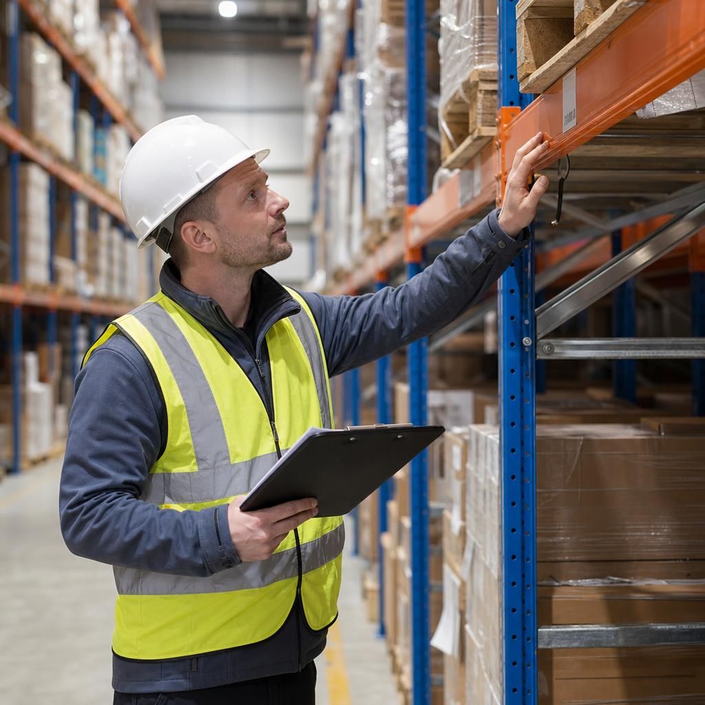 Participants in a racking inspection course