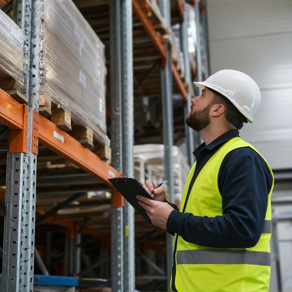 Racking maintenance work in a warehouse