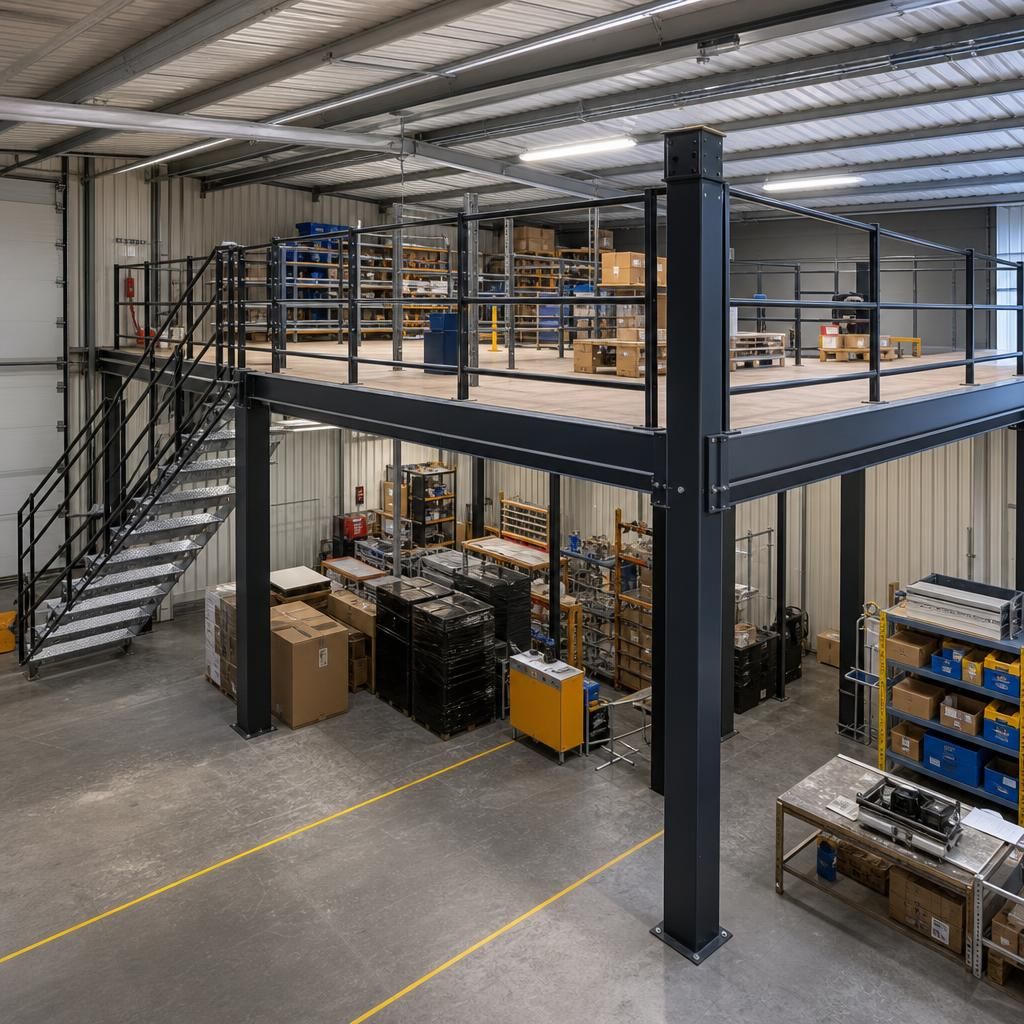 Installation process of a mezzanine floor