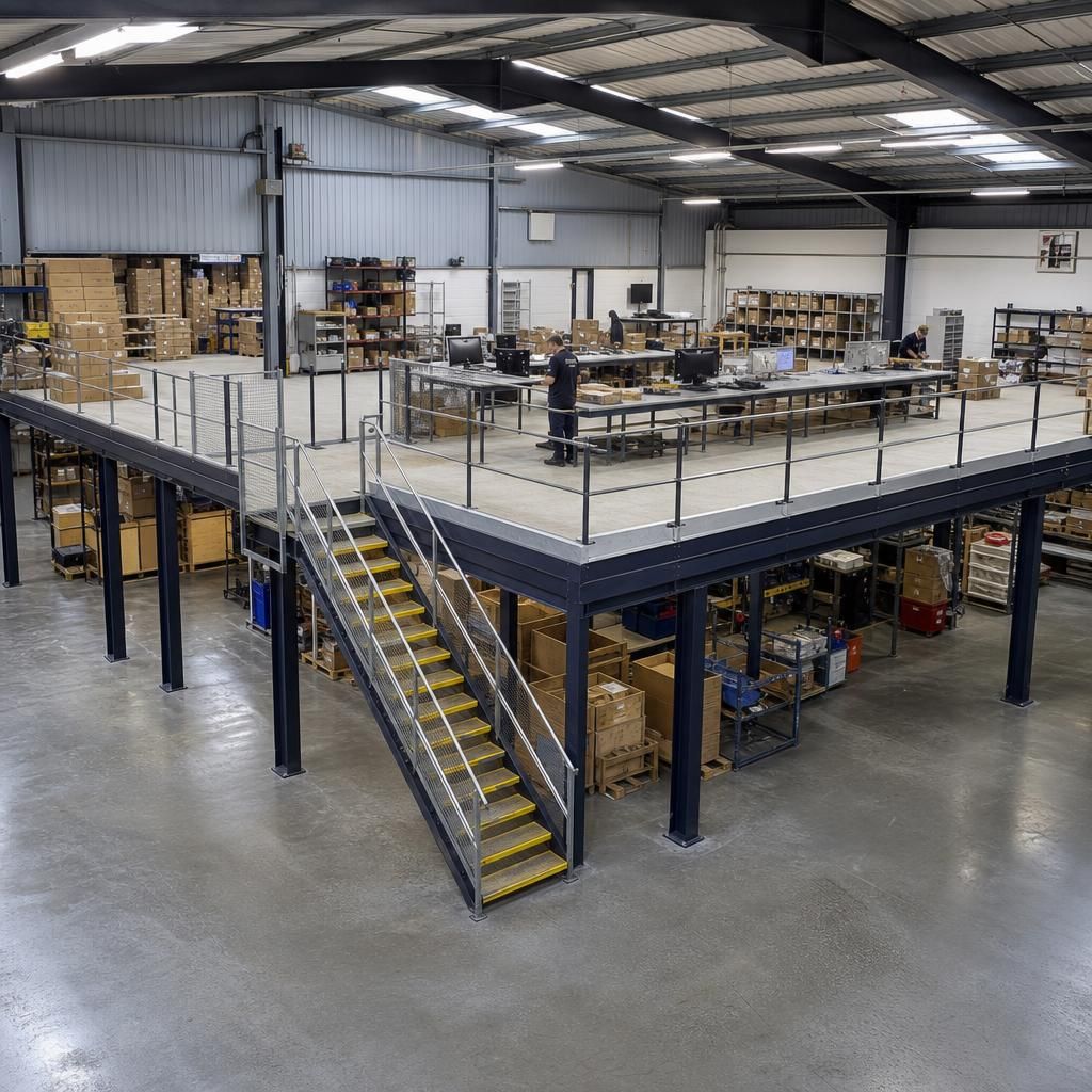 Worker measuring space for mezzanine installation