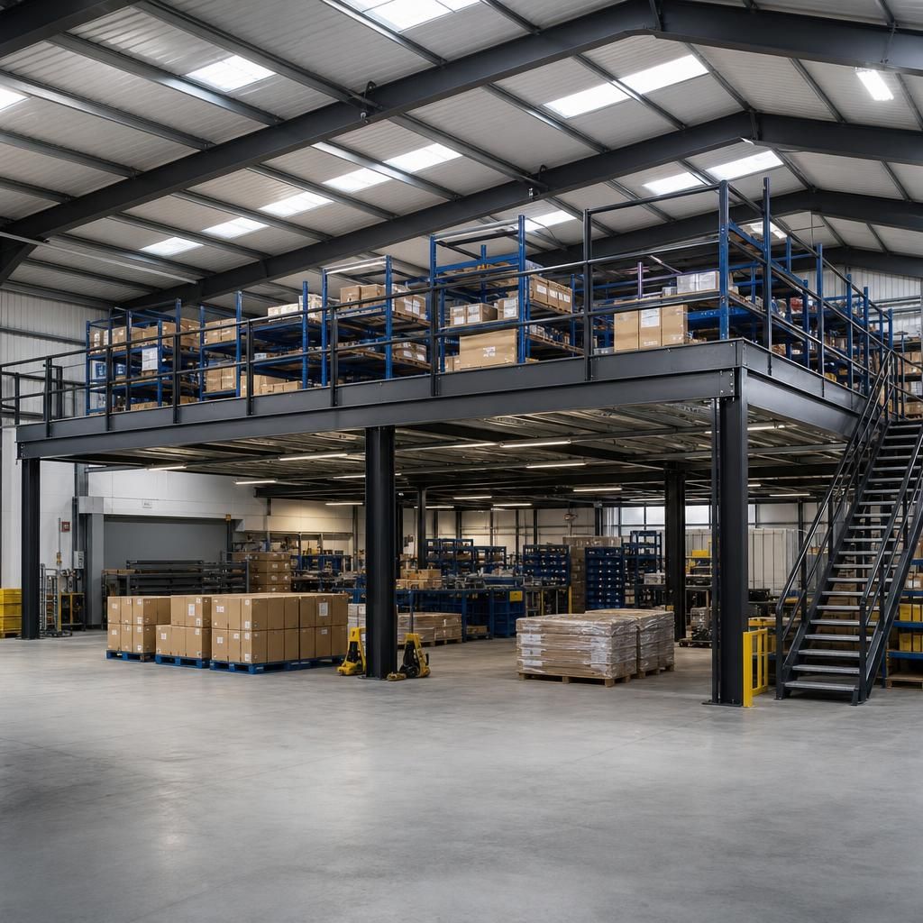 Before and after office mezzanine installation