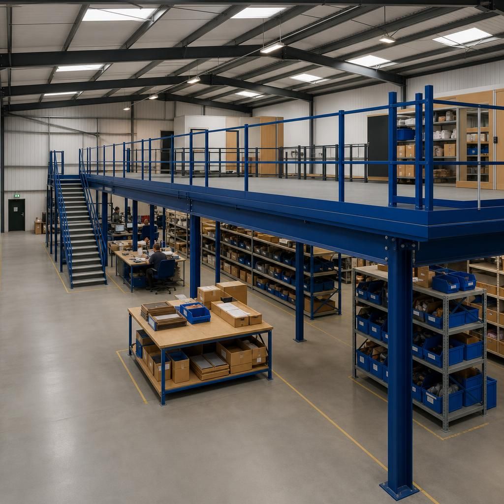 Custom designed mezzanine floor in a warehouse