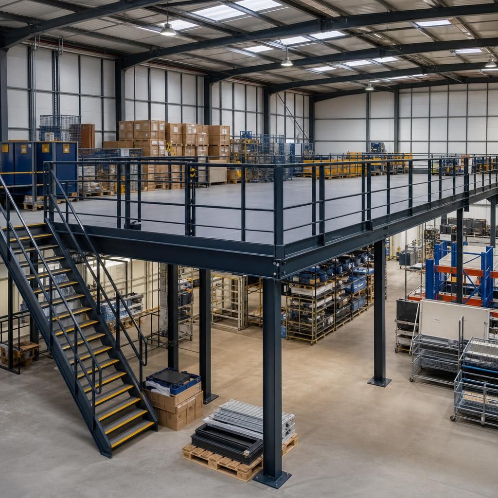 Safety compliance inspection of a warehouse mezzanine floor