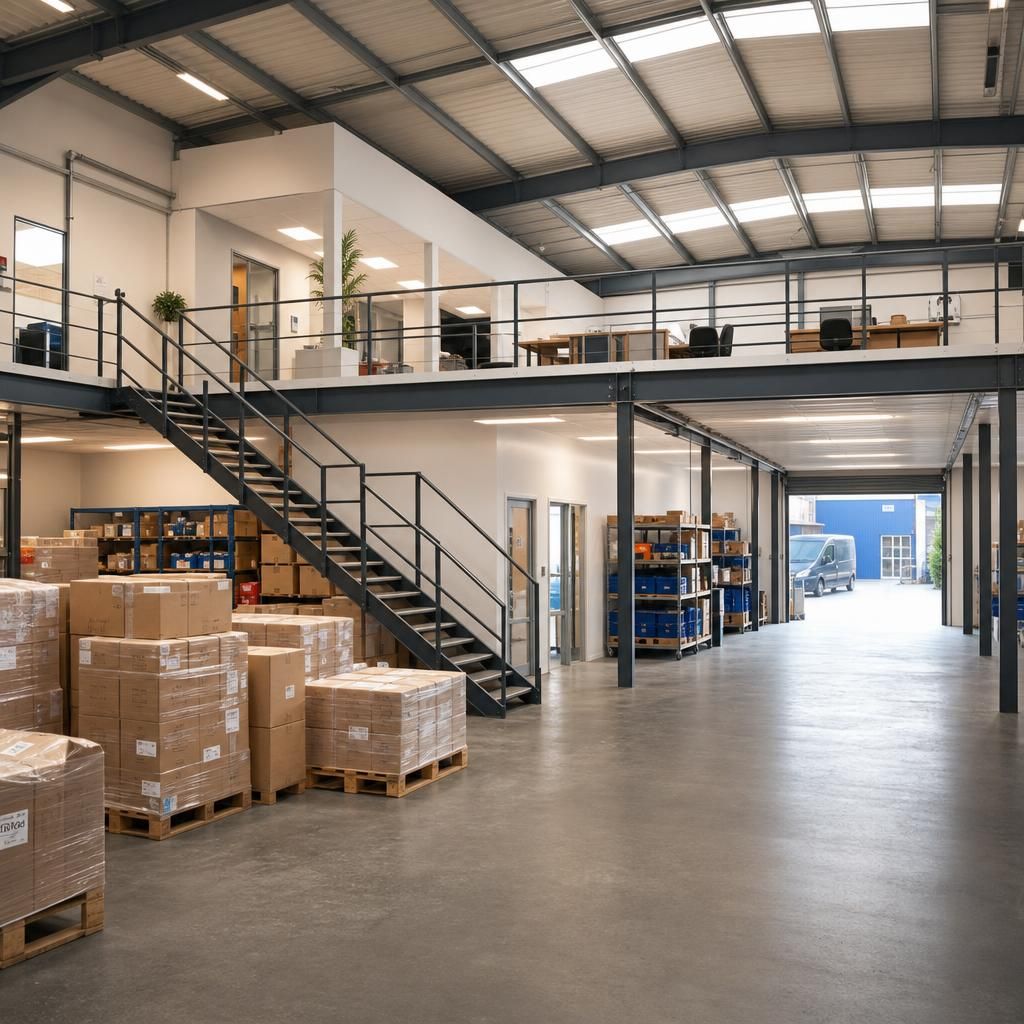 Warehouse storage before and after mezzanine implementation