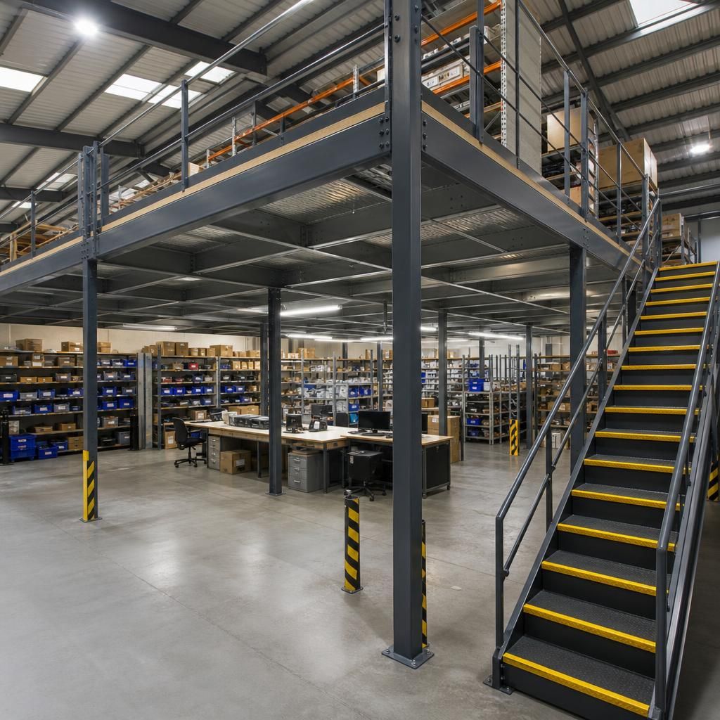 Office space before and after mezzanine installation