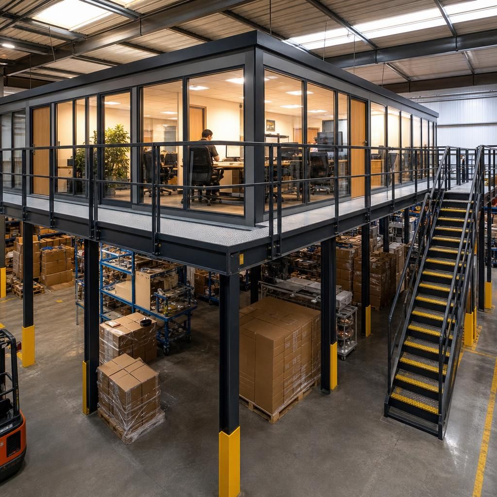Retail store with mezzanine floor
