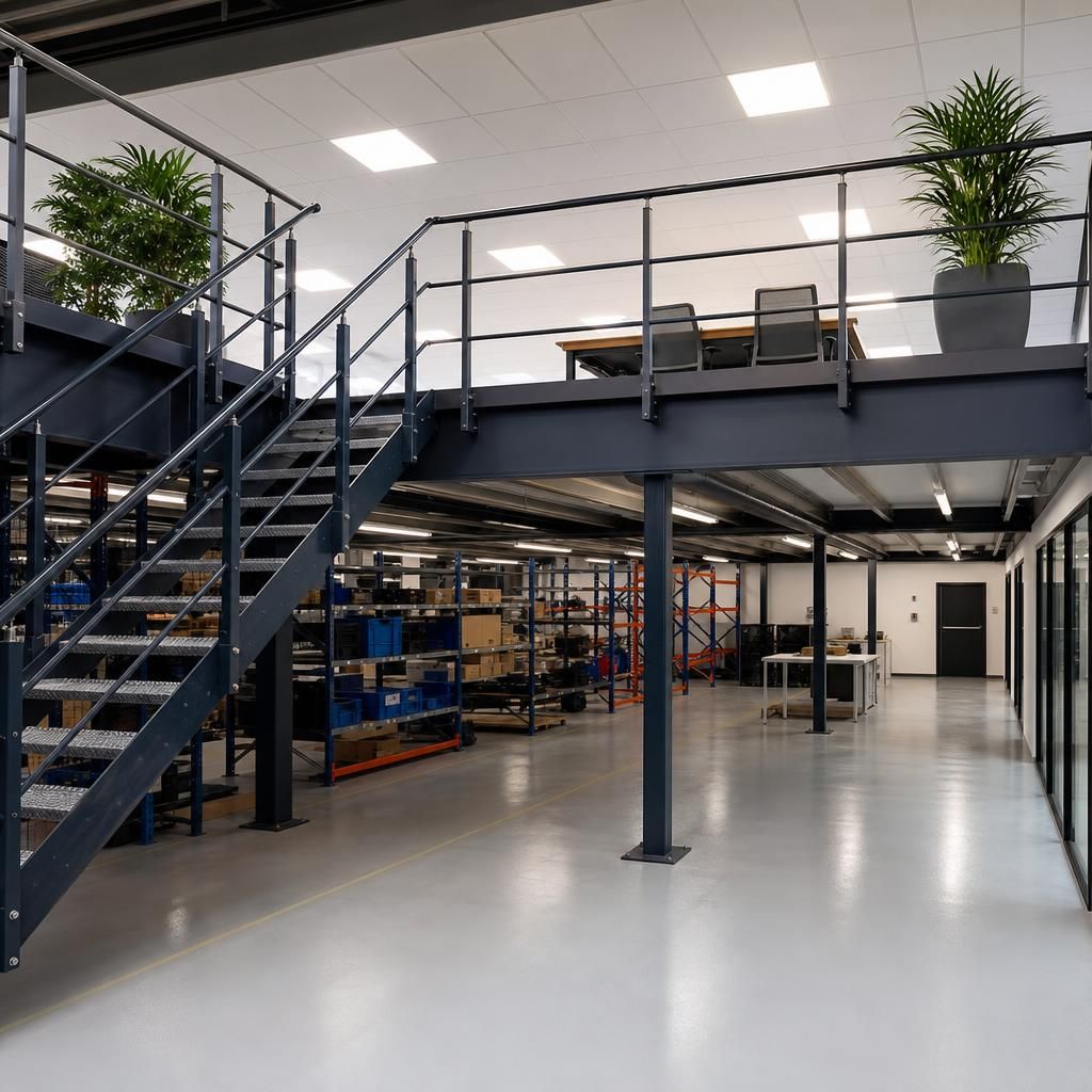 Workshop with mezzanine