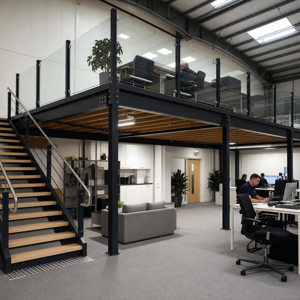 Mezzanine with integrated lighting