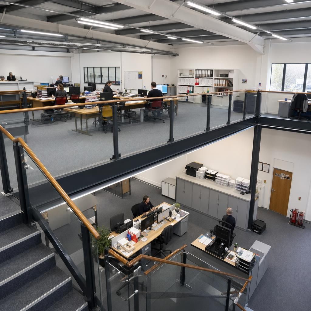 Before and After of mezzanine floor in production facility