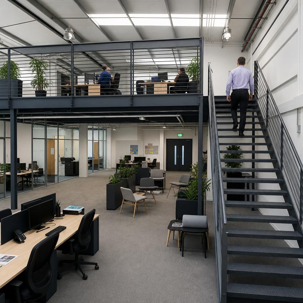 Before and After in logistics centre with expanded mezzanine