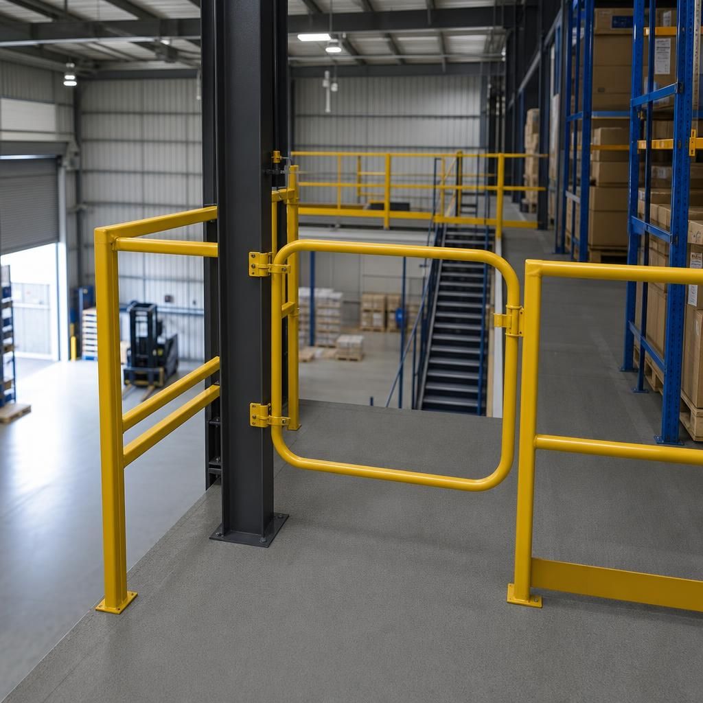Sliding gate on mezzanine level