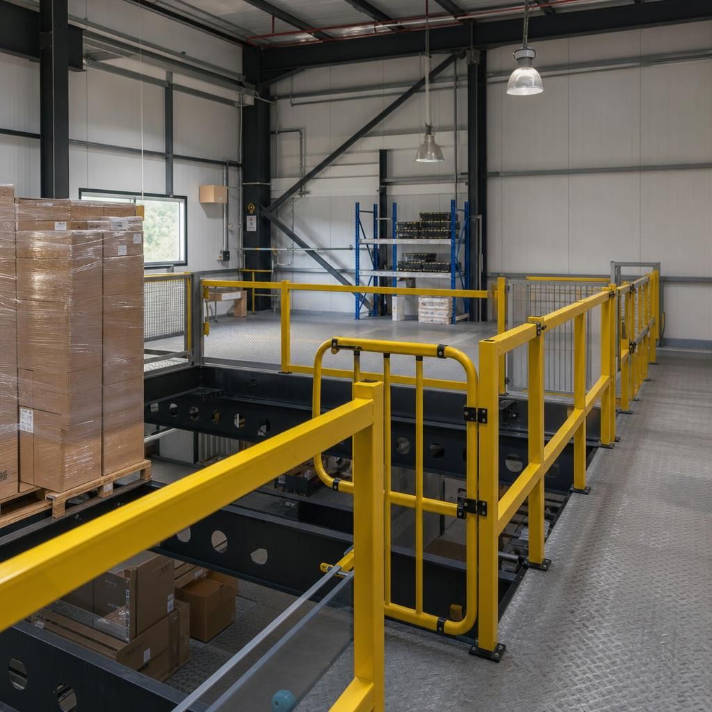 Mezzanine with minimal edge protection before improvements
