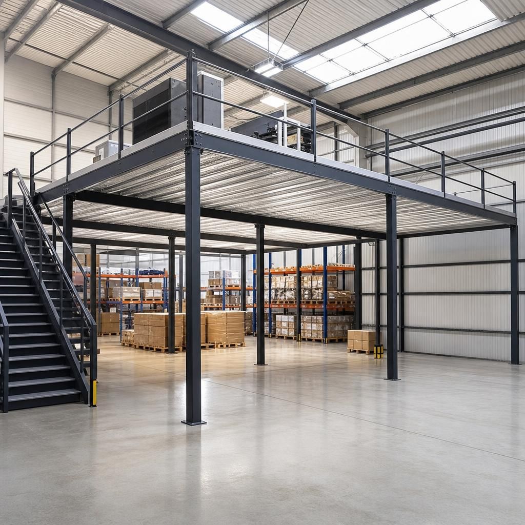 Adaptable mezzanine floor used as an office