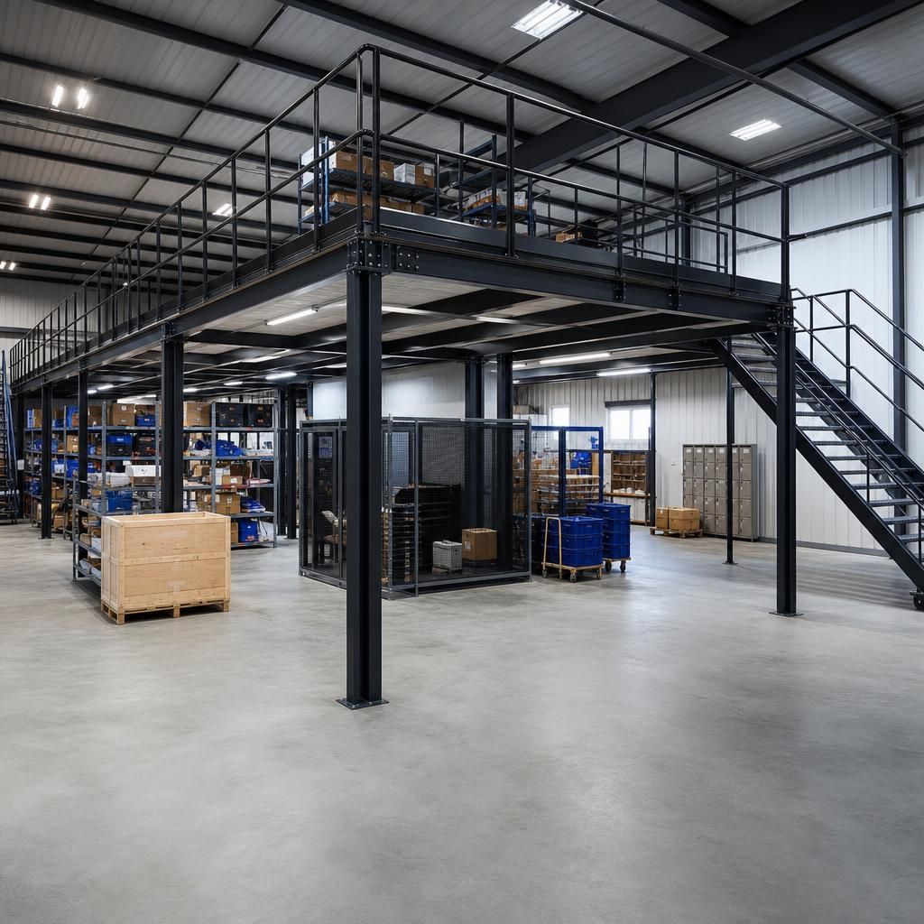 Unorganised floor before mezzanine