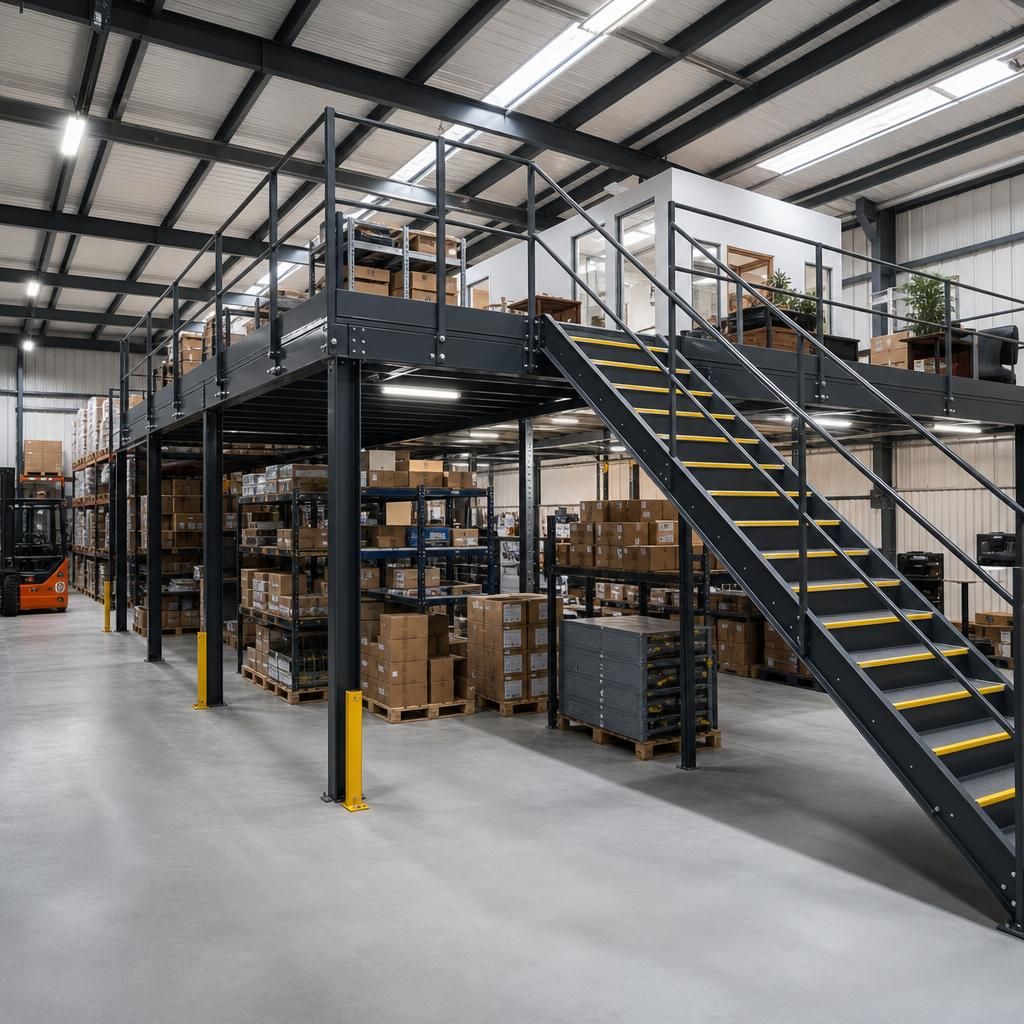 Safety features on a mezzanine floor