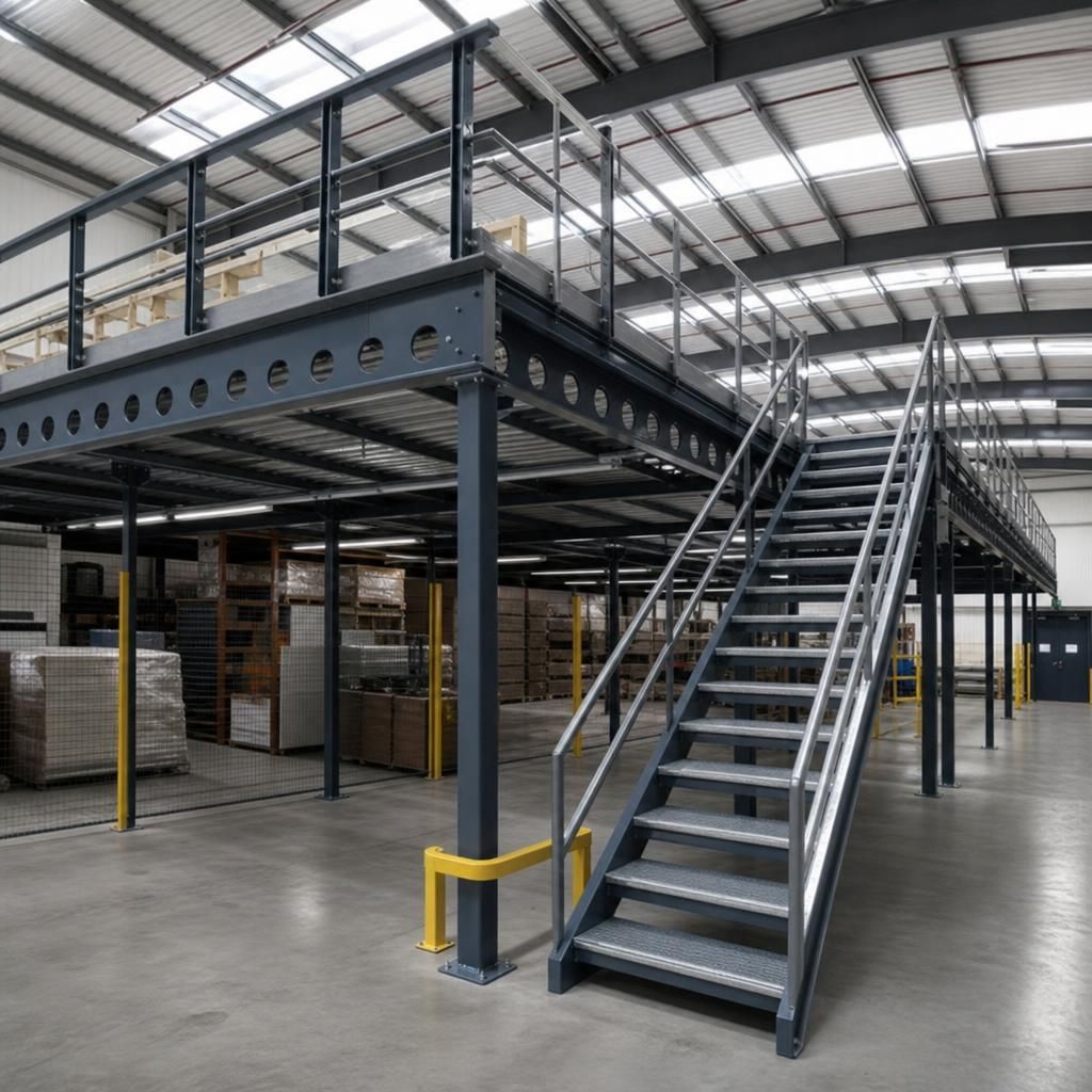 Storage solutions on mezzanine floor