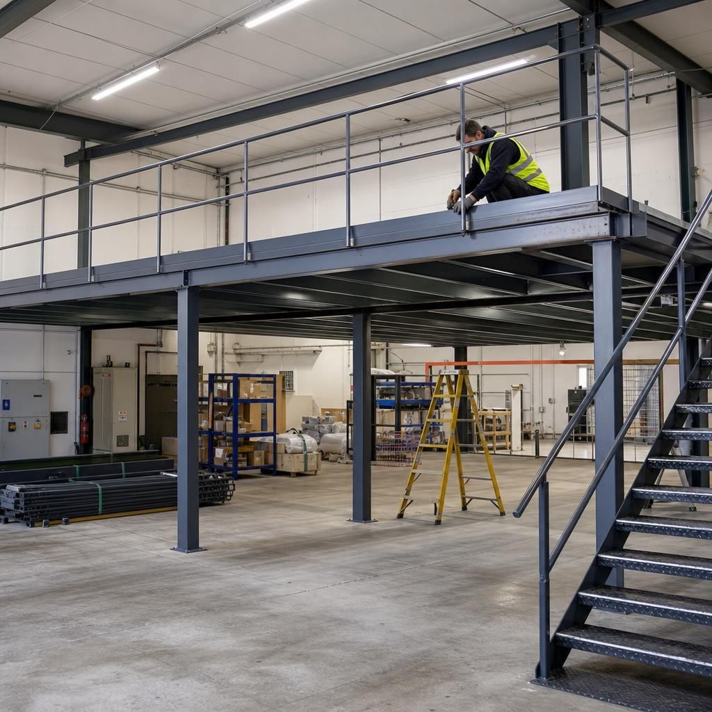 Fire protection features on a mezzanine floor