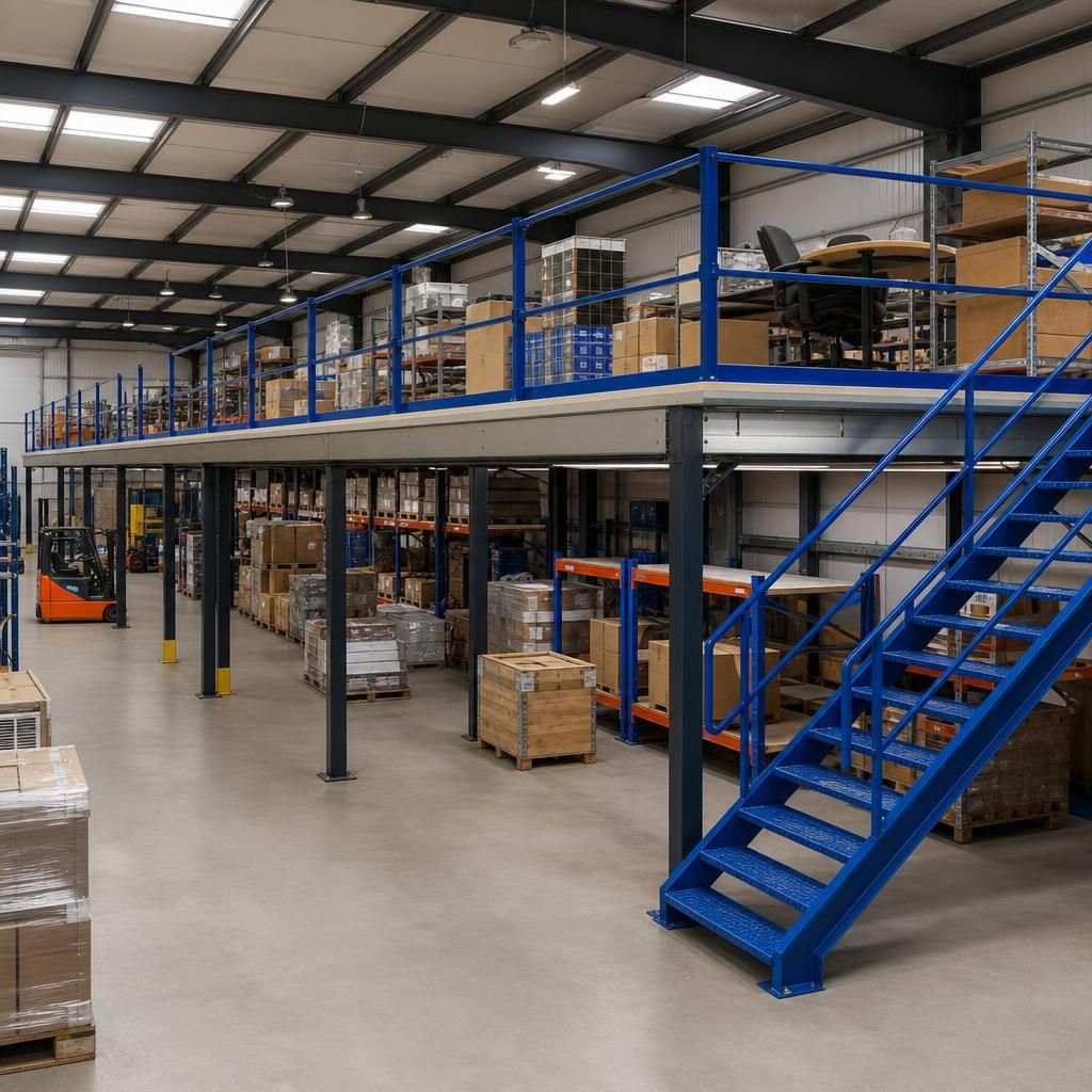 Industrial facility after mezzanine installation