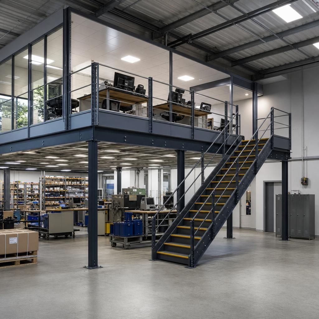 Mezzanine floor in a warehouse