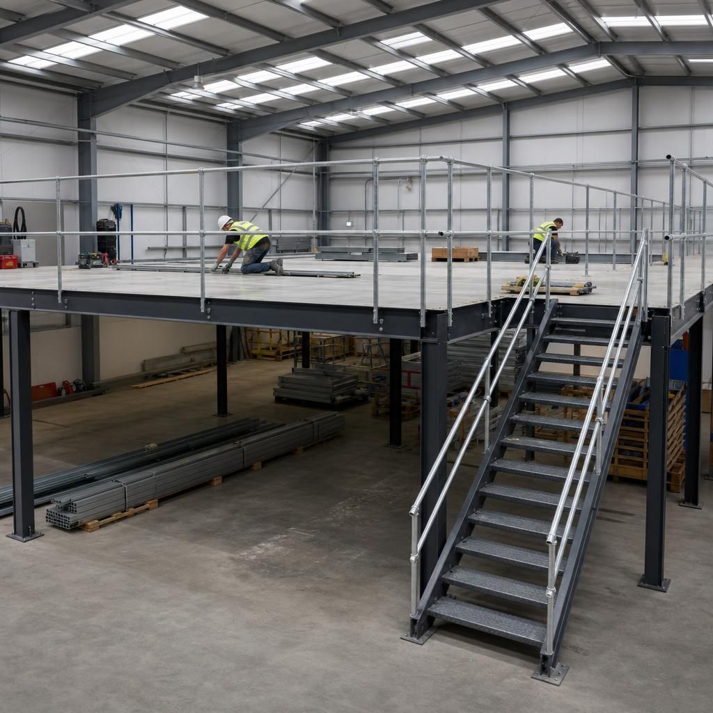 Office space built on a mezzanine floor