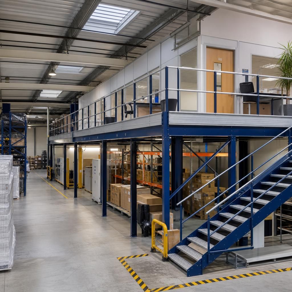 Safety features on a mezzanine floor