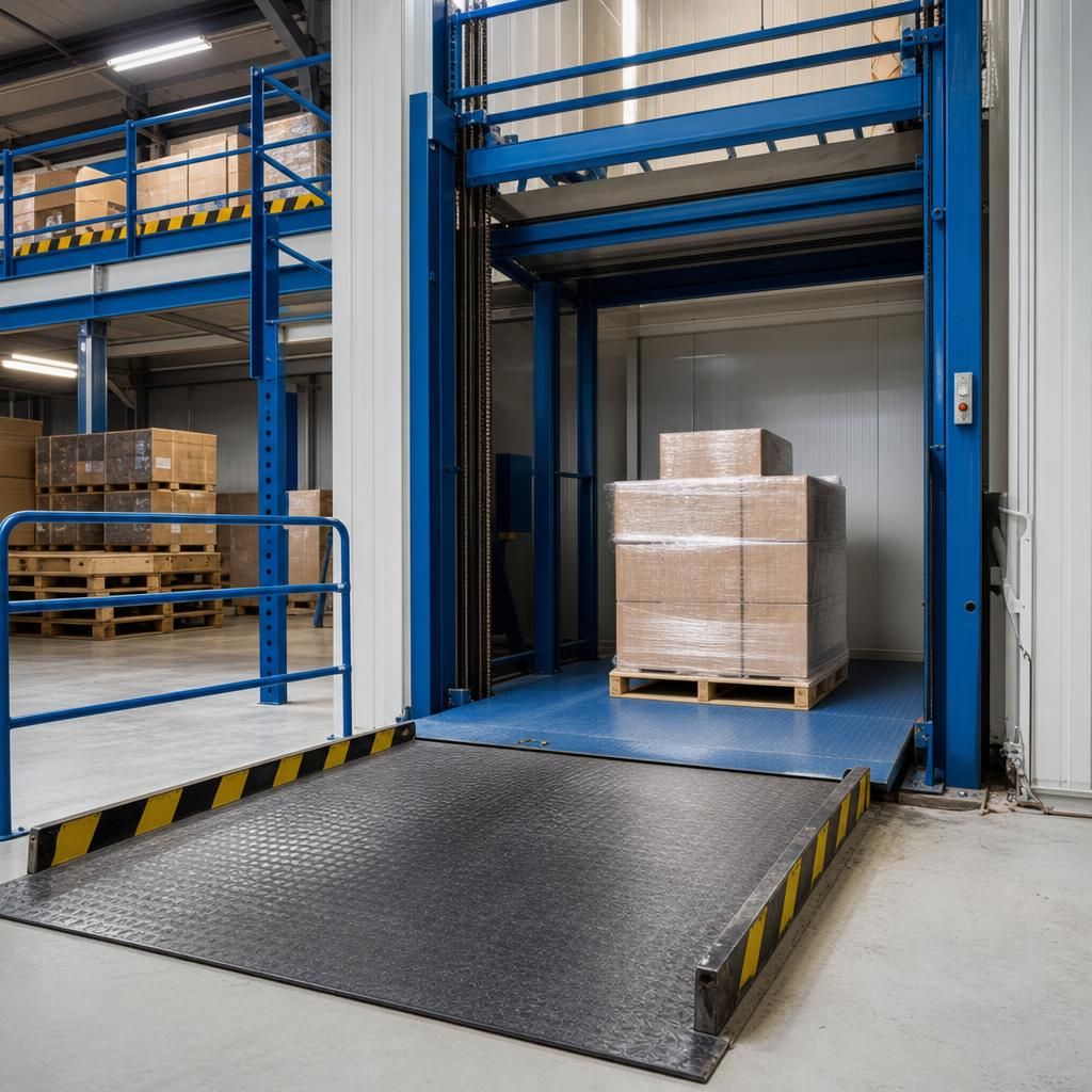 Guard rail installed on a mezzanine floor