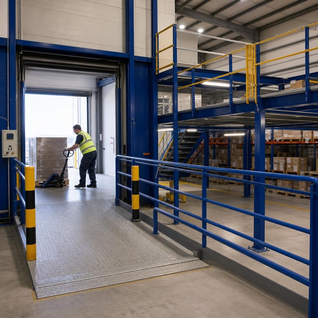 Improved loading dock with mezzanine access