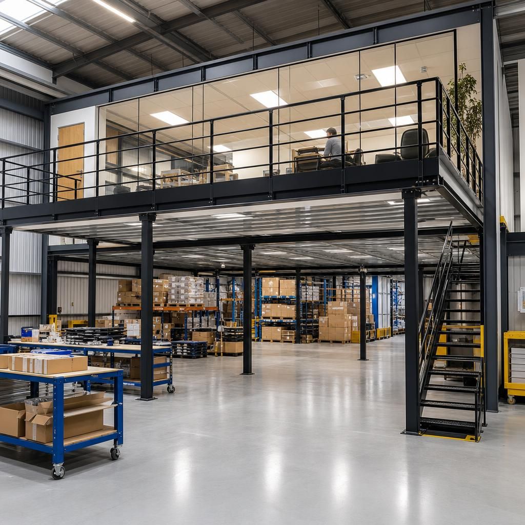 Mezzanine office space in a warehouse