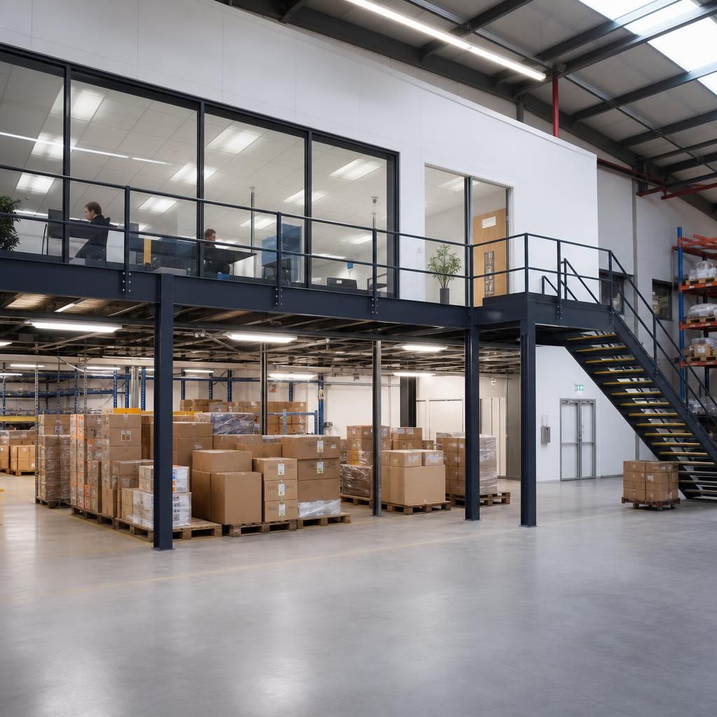 Retail display on a mezzanine floor