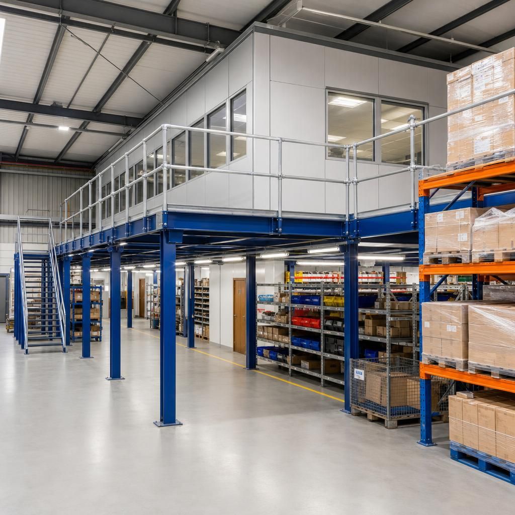Mezzanine with office setup