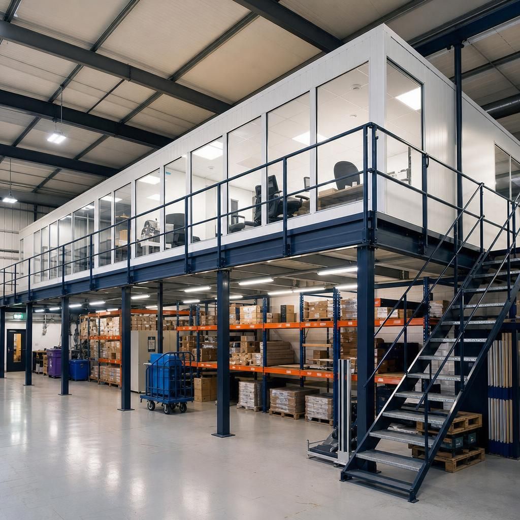 Industrial facility improved with mezzanine floor