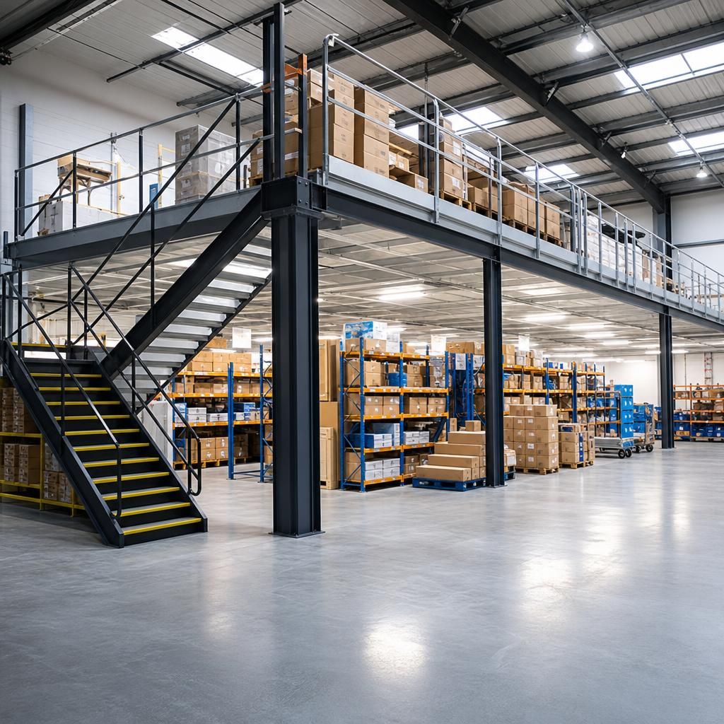 Mezzanine installation increasing workspace