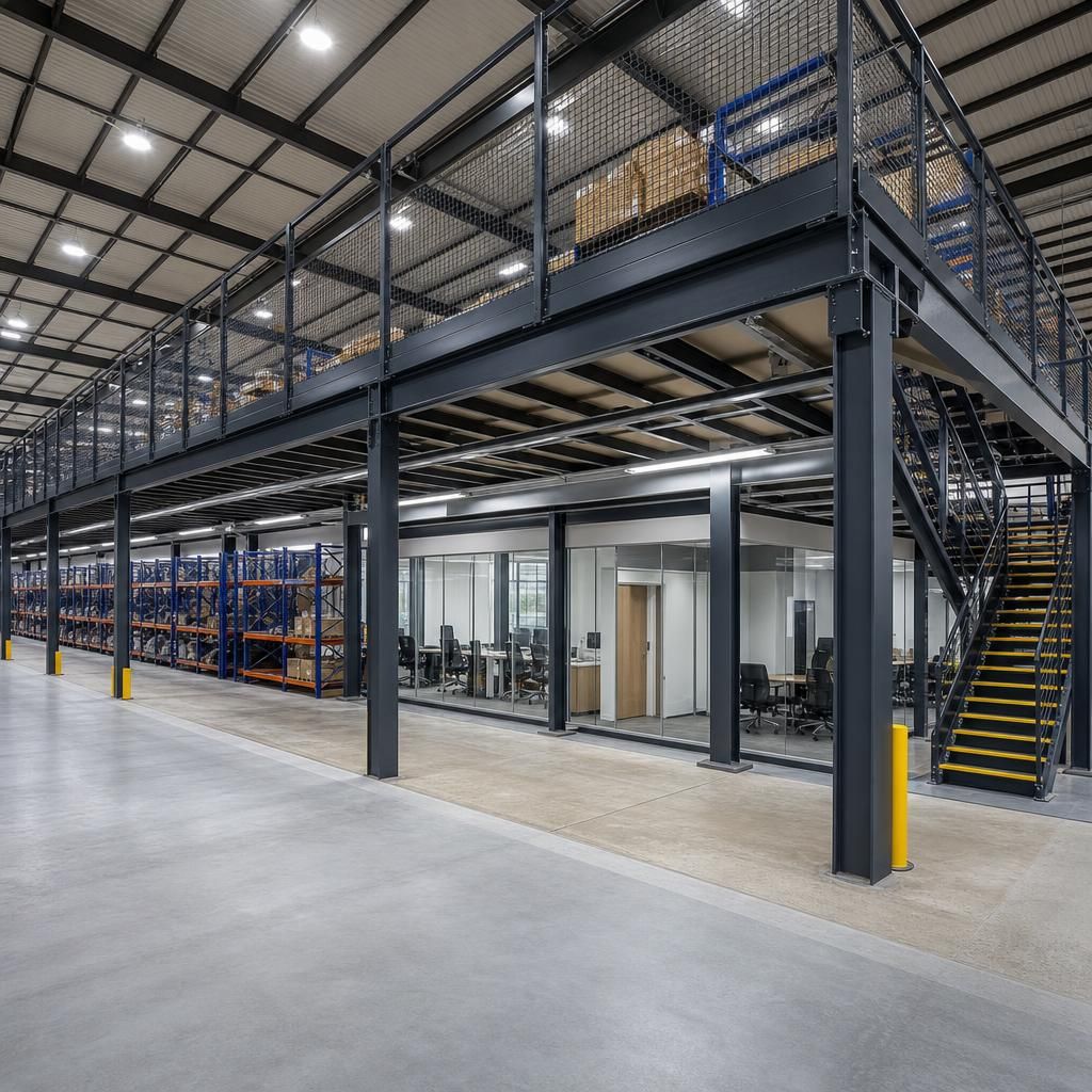 Safety features on a mezzanine floor