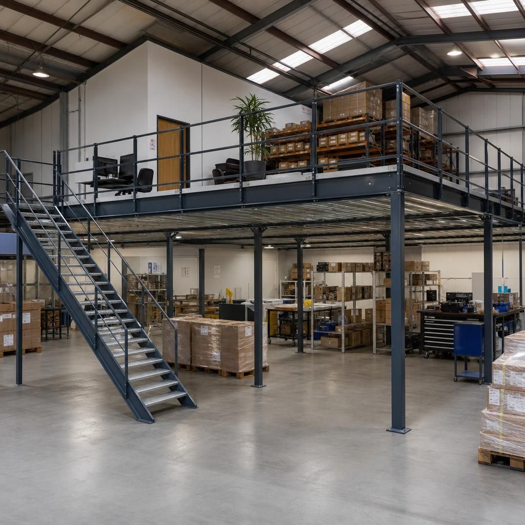 Warehouse office space created with mezzanine
