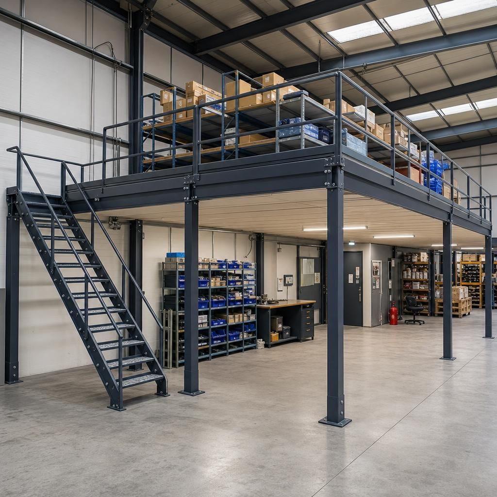 Secure mezzanine with guardrail