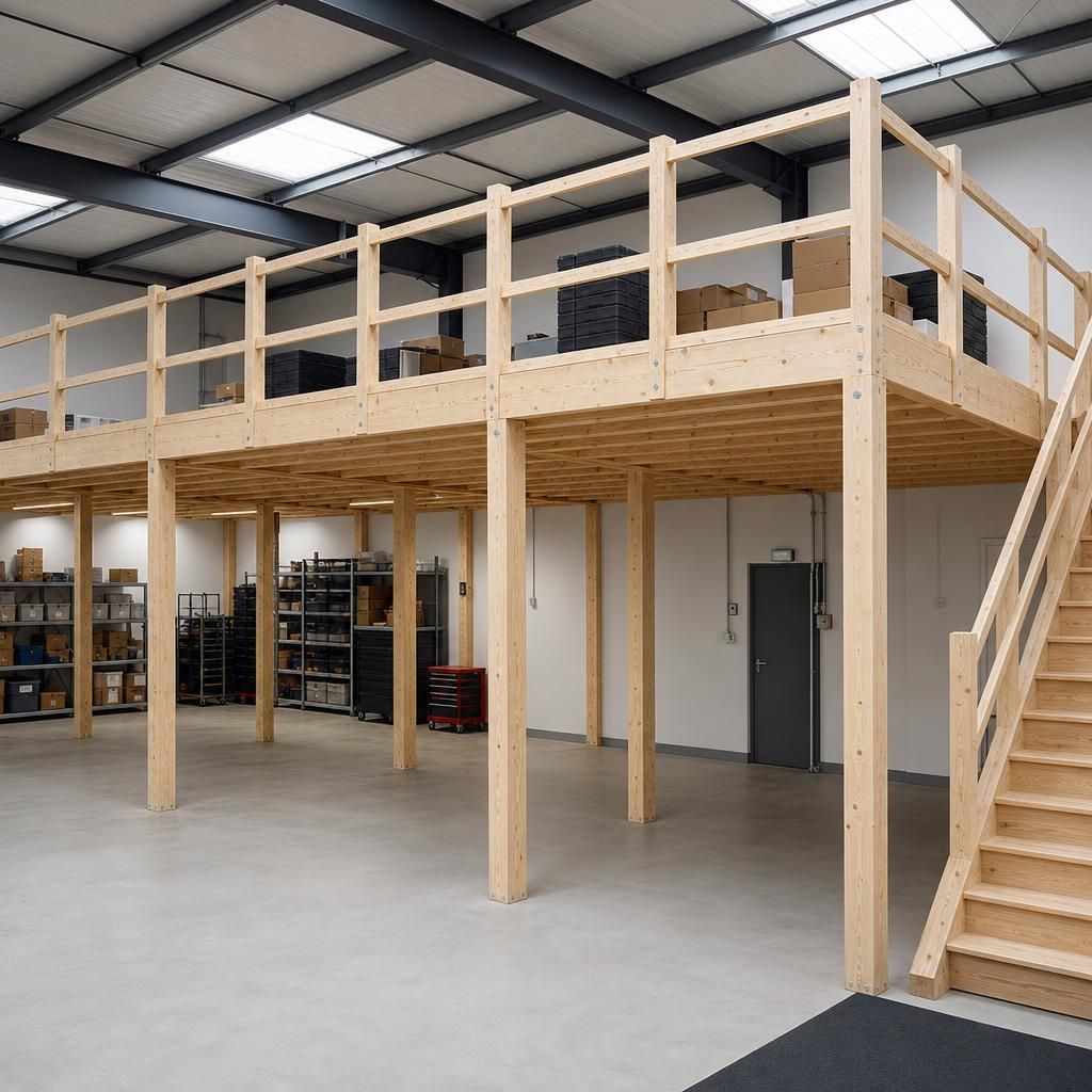 Factory floor after timber mezzanine installation